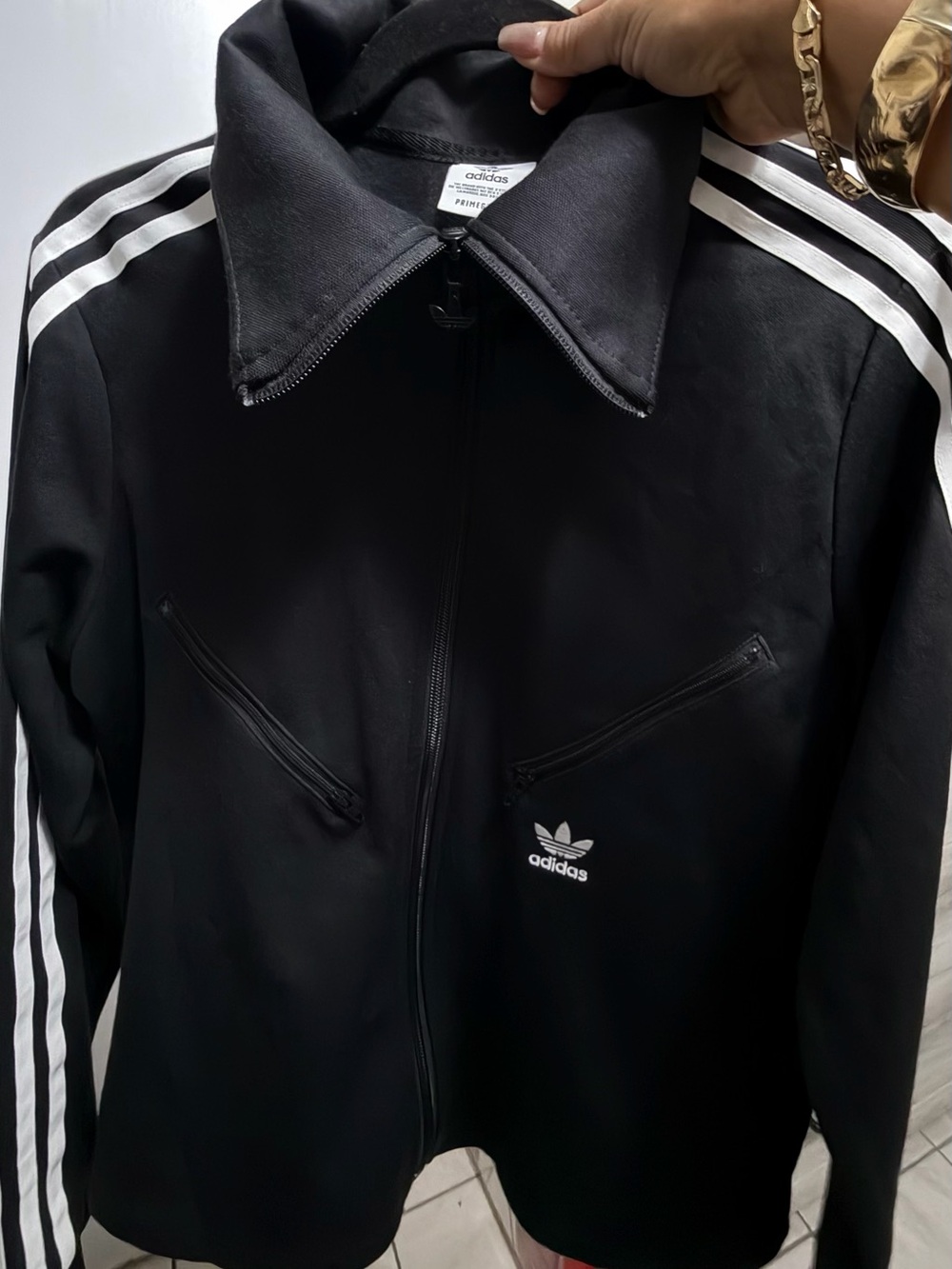 adidas Black Track Jacket with White Three-Stripes